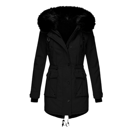 Warme winterjas met capuchon voor dames