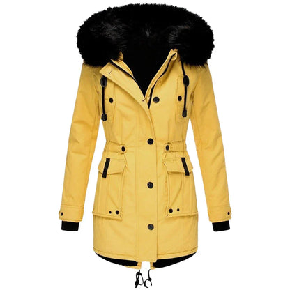 Warme winterjas met capuchon voor dames