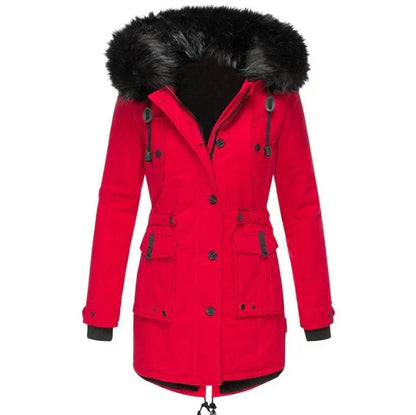 Warme winterjas met capuchon voor dames