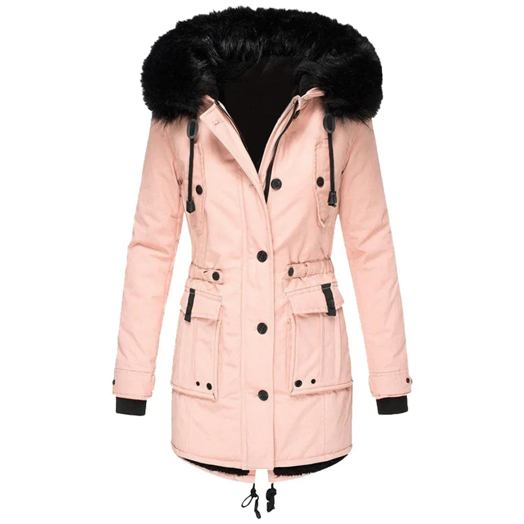Warme winterjas met capuchon voor dames