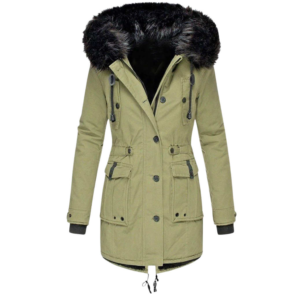 Warme winterjas met capuchon voor dames