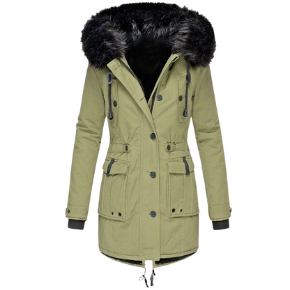 Warme winterjas met capuchon voor dames