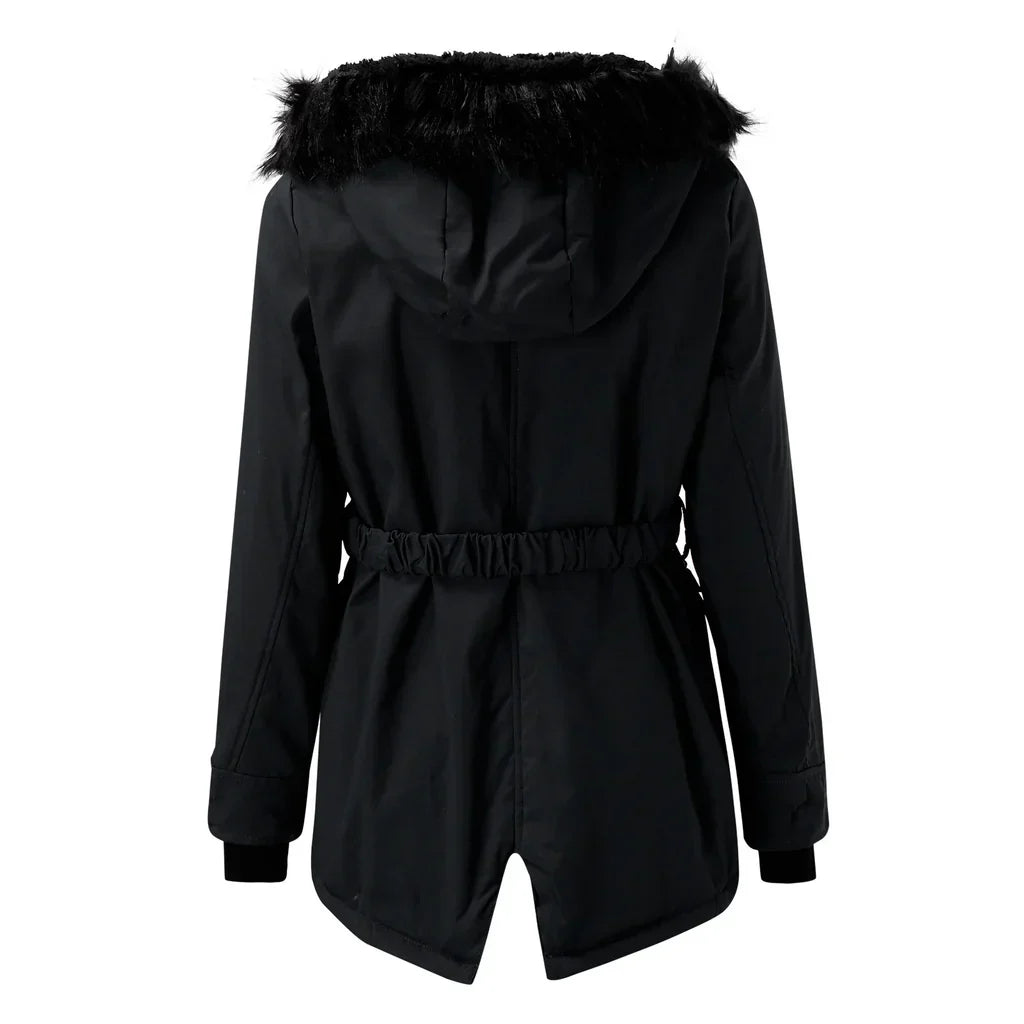 Warme winterjas met capuchon voor dames