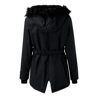 Warme winterjas met capuchon voor dames