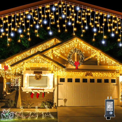 Warmwitte LED-tuinverlichting – IP44 waterdicht lichtgordijn voor buiten, bruiloften en feesten