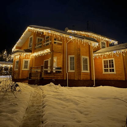Warmwitte LED-tuinverlichting – IP44 waterdicht lichtgordijn voor buiten, bruiloften en feesten