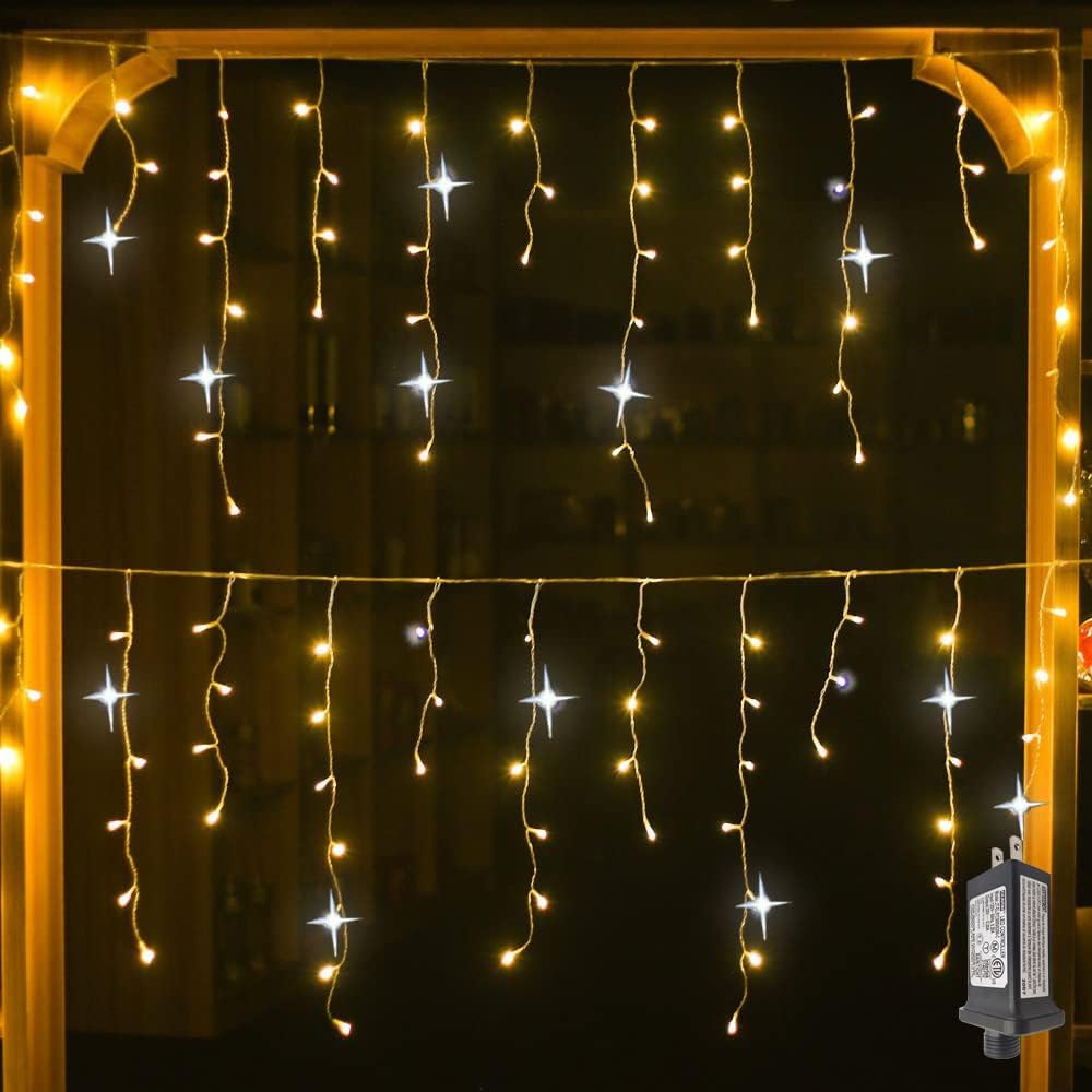 Warmwitte LED-tuinverlichting – IP44 waterdicht lichtgordijn voor buiten, bruiloften en feesten
