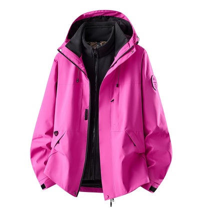 Waterdichte 3-in-1 outdoorjas voor dames met uitneembare fleece binnenlaag en zakken