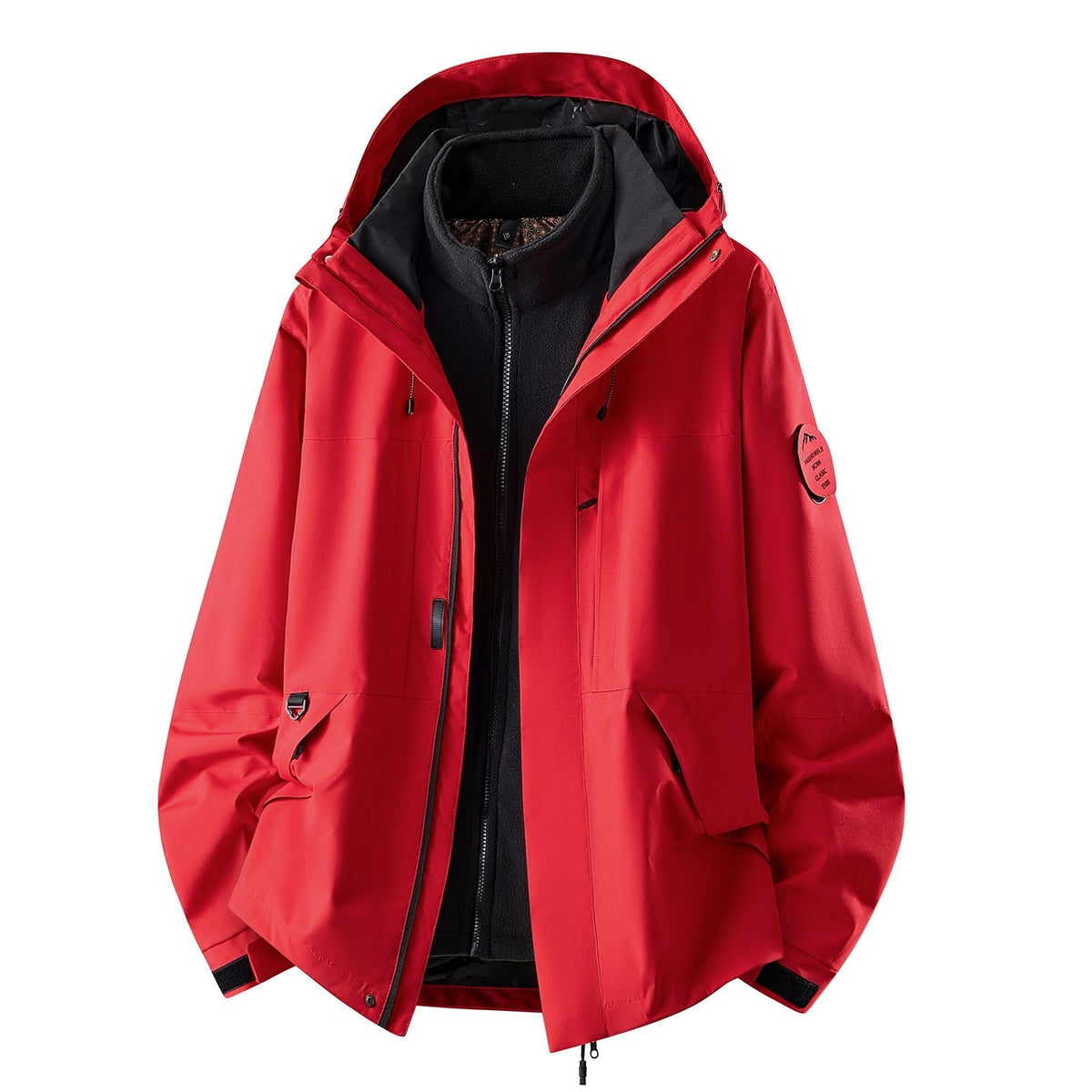 Waterdichte 3-in-1 outdoorjas voor dames met uitneembare fleece binnenlaag en zakken