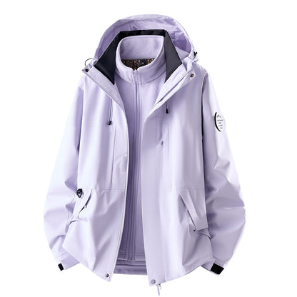 Waterdichte 3-in-1 outdoorjas voor dames met uitneembare fleece binnenlaag en zakken