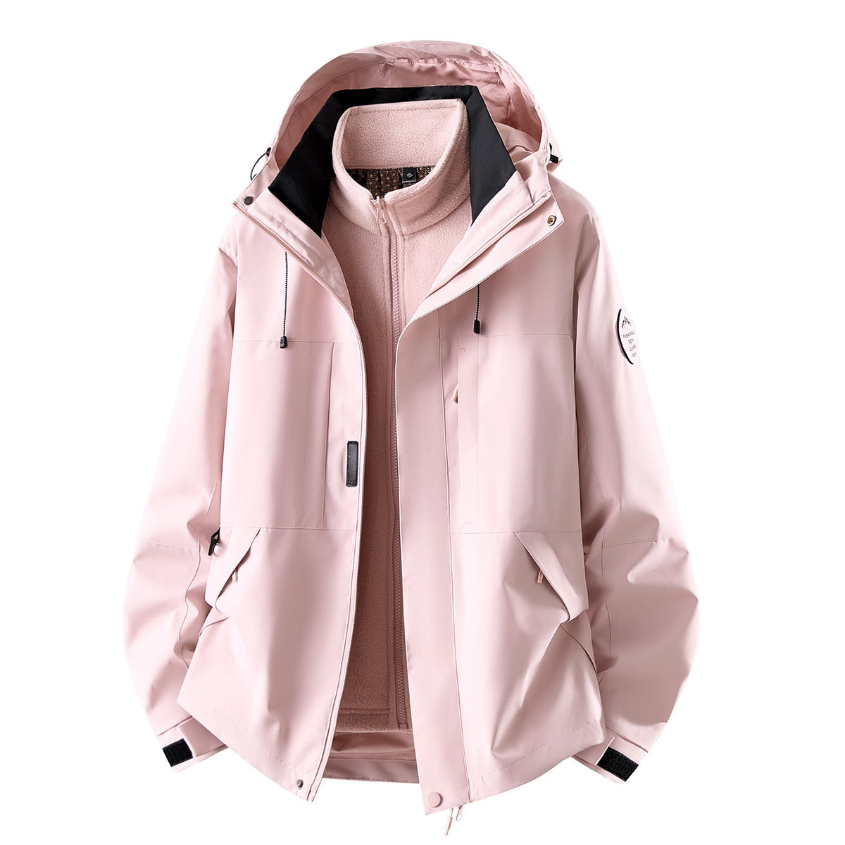 Waterdichte 3-in-1 outdoorjas voor dames met uitneembare fleece binnenlaag en zakken