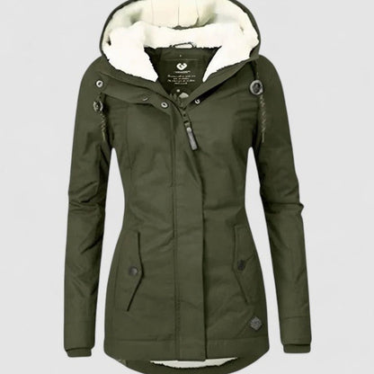 Waterdichte dameswinterjas met fleecevoering en capuchon