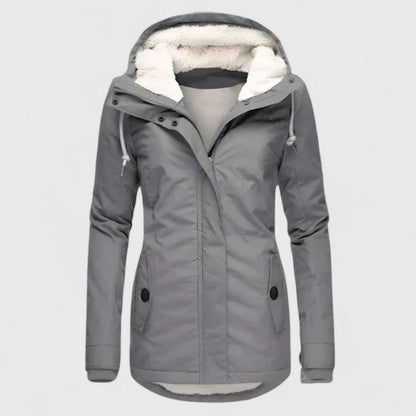 Waterdichte dameswinterjas met fleecevoering en capuchon