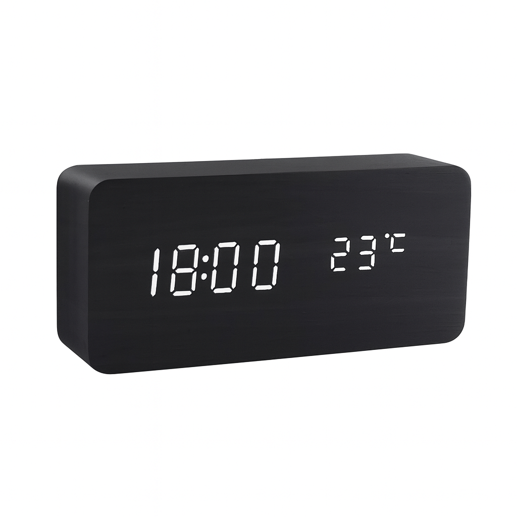 Wekker in Houtdesign met Led-display