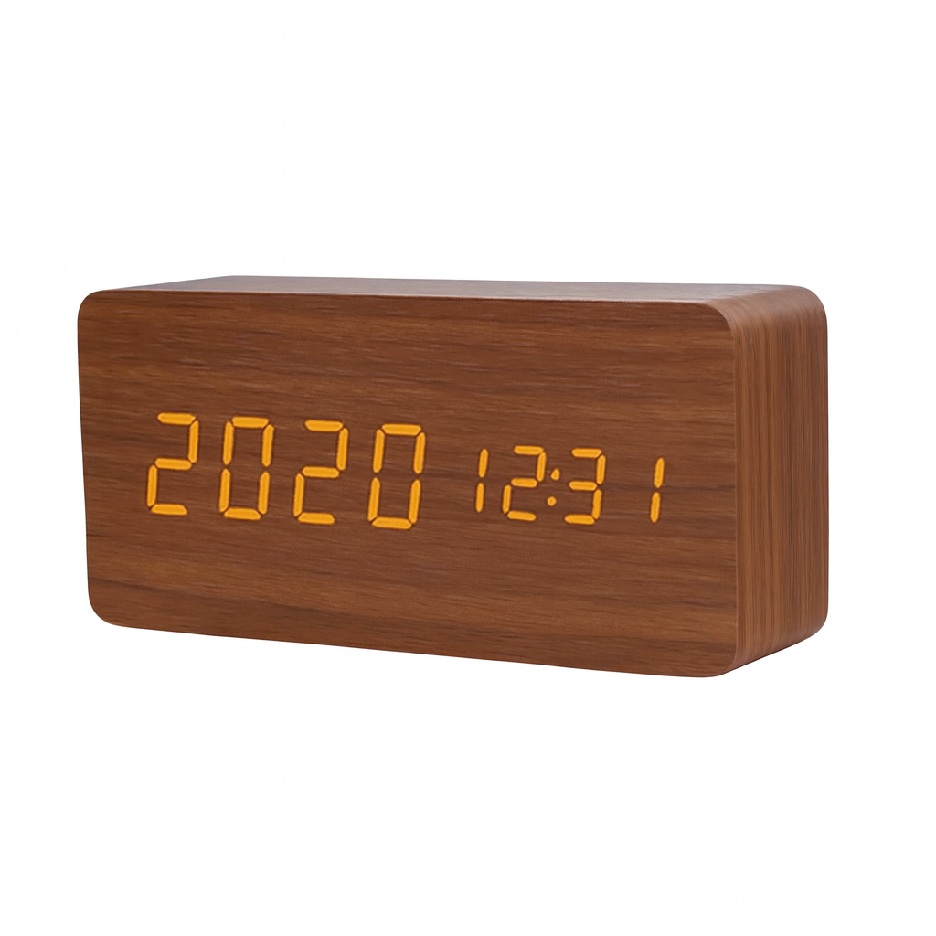 Wekker in Houtdesign met Led-display