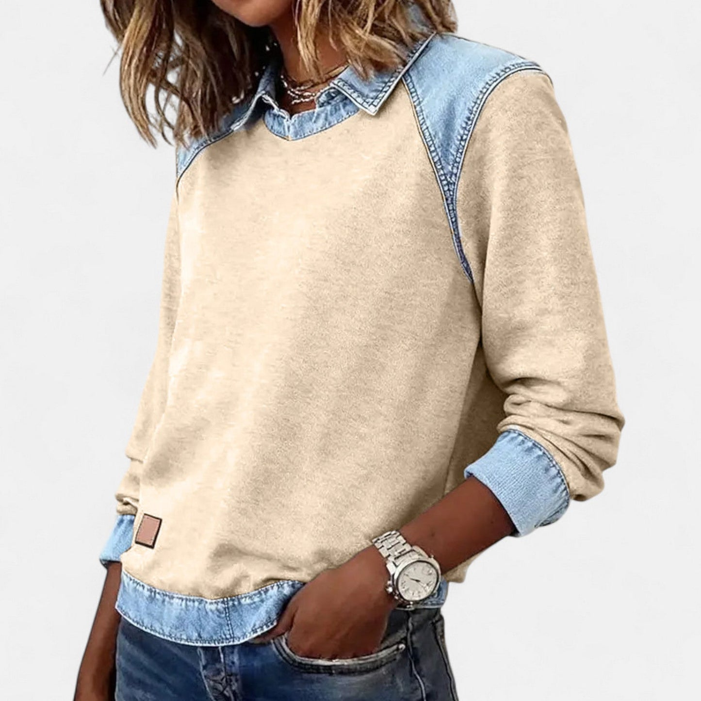 Image of Wendy | Dames Trui met Lange Mouwen en Denim Kraag