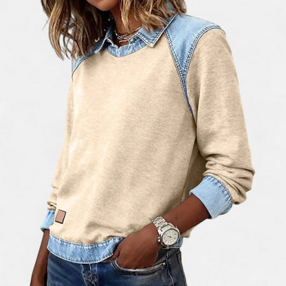 Image of Wendy | Dames Trui met Lange Mouwen en Denim Kraag
