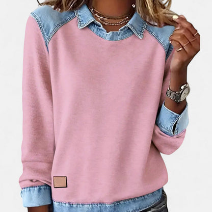 Image of Wendy | Dames Trui met Lange Mouwen en Denim Kraag