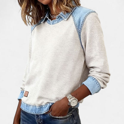 Image of Wendy | Dames Trui met Lange Mouwen en Denim Kraag