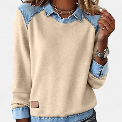 Image of Wendy | Dames Trui met Lange Mouwen en Denim Kraag