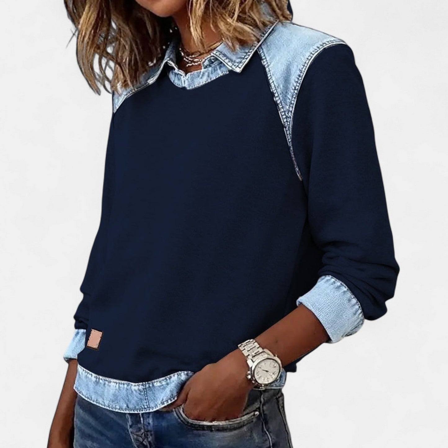 Image of Wendy | Dames Trui met Lange Mouwen en Denim Kraag