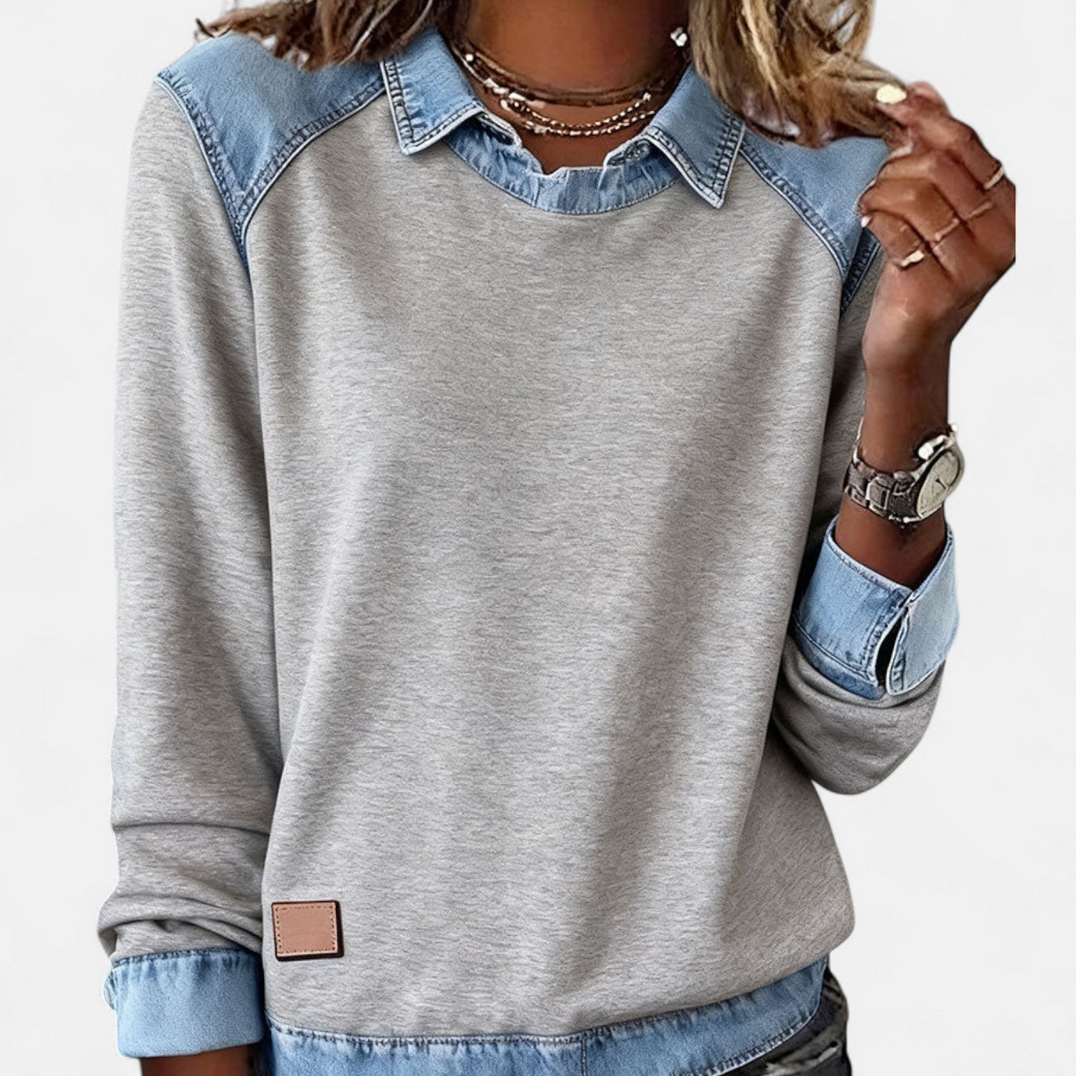Image of Wendy | Dames Trui met Lange Mouwen en Denim Kraag