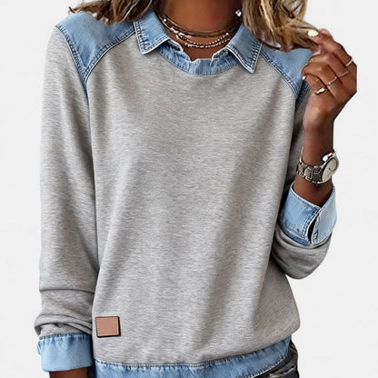 Image of Wendy | Dames Trui met Lange Mouwen en Denim Kraag