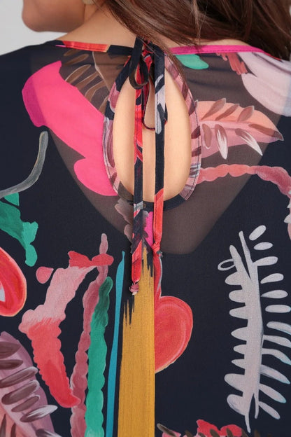Image of Yara | Dames Lange Mouw A-lijn Midi Jurk