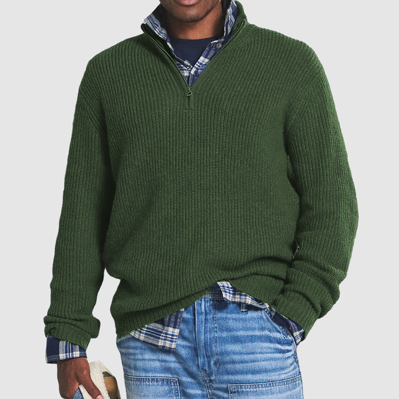 Zakelijke herentrui van kasjmier met rits - Slim fit